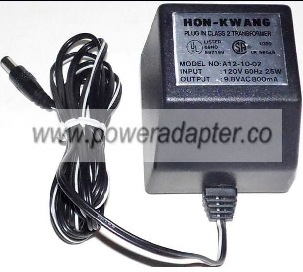 HON-KWANG A12-10-02 AC ADAPTER 9.8VAC 800mA USED -(+) 2.5x5.5mm